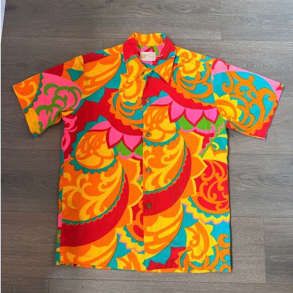 VINTAGE RARE 60s HAWAIIAN CASUALS BY STAN HICKS SHIRT ALOHA SURF LUAU ABSTRACT - Picture 1 of 7